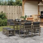 vidaXL Ensemble à manger de jardin 9 Pièces coussins gris résine tressée