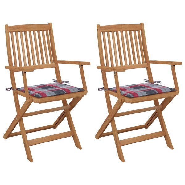 vidaXL Chaises pliables de jardin lot de 2 avec coussins Bois d'acacia