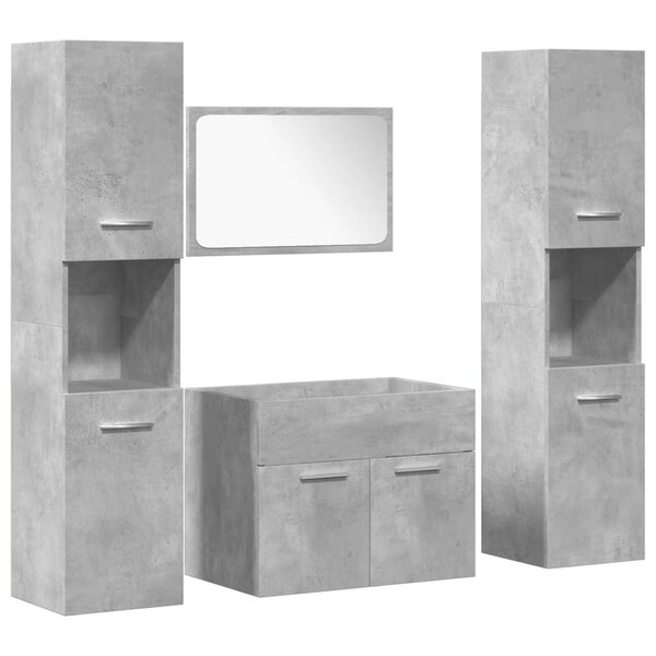 vidaXL Ensemble de meubles de salle de bain 4 Pièces gris béton