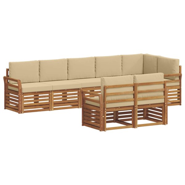vidaXL Ensemble de canapés d'extérieur 8 pc Naturel et Beige Polyester