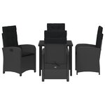 vidaXL Ensemble de salle à manger de jardin 5 pièces avec coussins Résine tressée noire