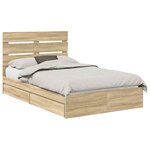 vidaXL Lit de Rangement Chêne Sonoma 120 x 200 cm Bois d'ingénierie