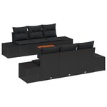 vidaXL Ensemble de canapés de jardin de 7 pièces avec coussins noir rotin synthétique acacia