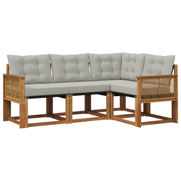 vidaXL Ensemble de canapés d'extérieur 4 pc Naturel et gris clair