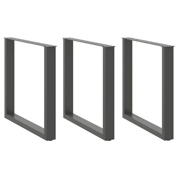 vidaXL Pieds de table à manger en U 3 pièces Anthracite 80 x (72-73) cm Acier