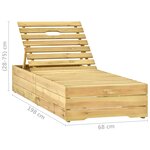 vidaXL Chaise longue avec coussin taupe Bois de pin imprégné