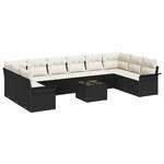 vidaXL Ensemble de canapé de jardin 11 Pièces Noir Poly rotin