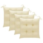 vidaXL Chaises de jardin et coussins blanc crème lot de 3 Teck massif