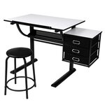 Table à dessin et tabouret avec plateau inclinable et commode avec 3 tiroirs Architectes Ingénierie Techniciens 0501025