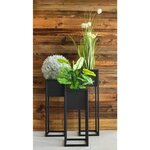 H&S Collection Pot de fleurs sur pied Métal Noir 50 cm
