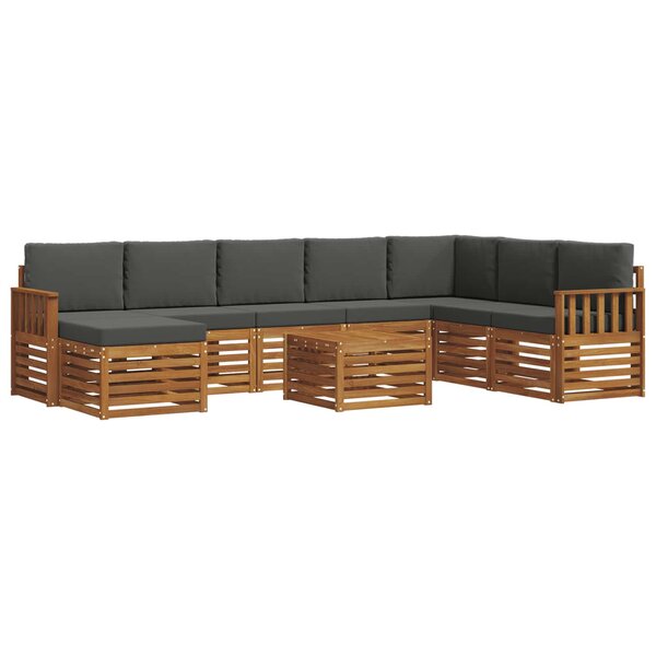 vidaXL Ensemble de canapés d'extérieur 9 pc Naturel et Anthracite