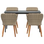 vidaXL Ensemble de salle à manger jardin 5 pièces en rattan poly beige