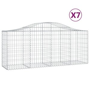 vidaXL Paniers à gabions arqués 7 Pièces 200x50x80/100 cm Fer galvanisé