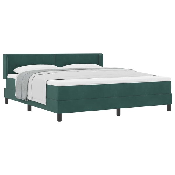 vidaXL Lit à ressorts avec matelas Vert foncé 200 x 180 cm Polyester