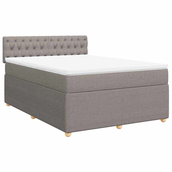vidaXL Sommier à lattes de lit avec matelas Taupe 140x200 cm Tissu