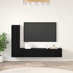 vidaXL Meuble TV mural 4 Pièces Chêne noir Bois d'ingénierie