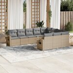 vidaXL Salon de jardin avec coussins 10 Pièces beige résine tressée