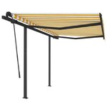 vidaXL Auvent rétractable automatique et poteaux 3 5x2 5 m Jaune blanc
