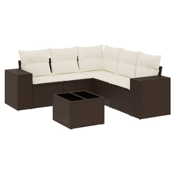 vidaXL Salon de jardin avec coussins 6 Pièces marron résine tressée