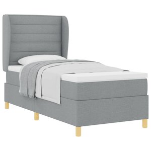 vidaXL Lit à ressorts avec matelas Gris clair 190 x 90 cm tissu