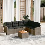 vidaXL Salon de jardin avec coussins 7 Pièces gris résine tressée