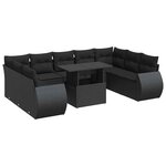 vidaXL Salon de jardin 10 Pièces avec coussins noir résine tressée