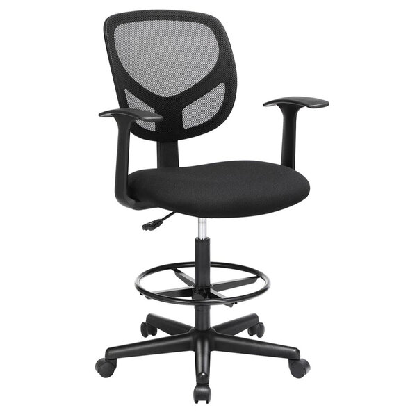 Fauteuil de bureau siège ergonomique tabouret avec repose-pieds réglable en hauteur pivotant sur 360° pour bureau debout noir 12_0005903