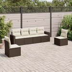 vidaXL Salon de jardin avec coussins 6 Pièces marron résine tressée
