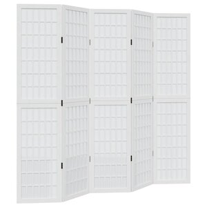 vidaXL Cloison de séparation 5 panneaux blanc bois de paulownia massif