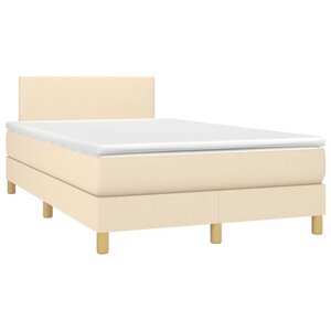 vidaXL Sommier à lattes de lit avec matelas crème 120x190 cm tissu