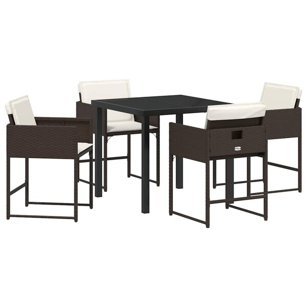 vidaXL Ensemble de salle à manger pour jardin 5 Pièces Marron polyrotin