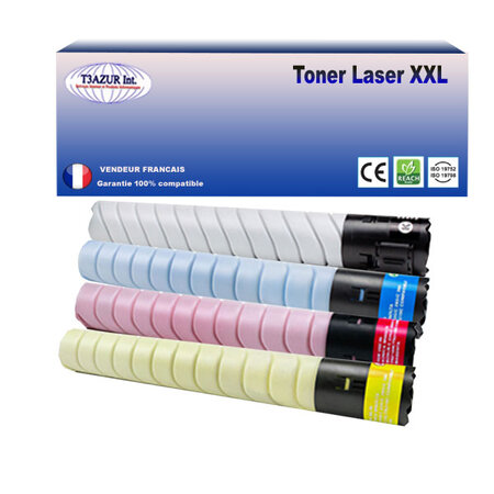 Lot de 4 toner compatibles avec ricoh aficio mpc3004  mpc3004  mpc3004a sp  mpc3004sp (noir+couleur)  - t3azur