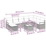 vidaXL Set de canapé de jardin 9 pièces avec des coussins en poly rattan beige.