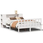 vidaXL Lit bibliothèque sans matelas blanc 135x190 cm bois pin massif