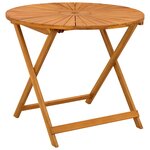 vidaXL Table de jardin pliante Naturel Ø90 x 75 cm