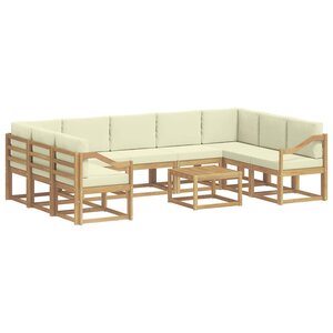 vidaXL Ensemble de canapés d'extérieur 10 pc Blanc et crème Polyester