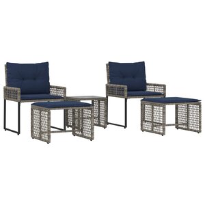 vidaXL Ensemble de meubles d'extérieur 5 pc Gris et marine