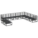 vidaXL Ensemble de canapé de jardin avec coussin 10 Pièces Noir Aluminium