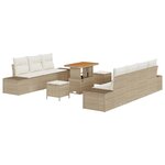 vidaXL Ensemble de canapé de jardin 10 Pièces Beige Poly rotin