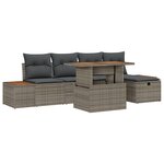 Ensemble de canapé de jardin de 6 pièces avec coussins gris en poly rotin