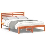 vidaXL Cadre de lit Marron cire 135 x 190 cm Bois massif en pin