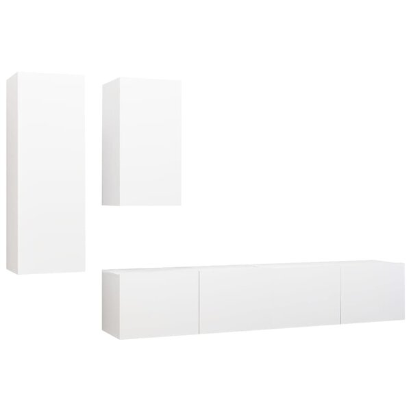 vidaXL Ensemble de meubles TV 4 Pièces Blanc Bois d'ingénierie