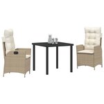 vidaXL Ensemble de salle à manger pour jardin 3 Pièces Beige polyrotin