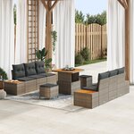 vidaXL Ensemble Canapé Jardin 9 Pièces avec Coussins Rotin Synthétique Acacia Gris