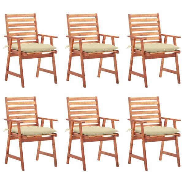 vidaXL Chaises à manger d'extérieur lot de 6 et coussins Acacia massif