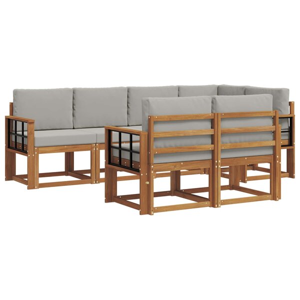 vidaXL Ensemble de canapés d'extérieur 7 pc Gris Naturel et Clair