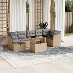 vidaXL Salon de jardin avec coussins 8 Pièces beige résine tressée