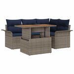 vidaXL Ensemble de canapé de jardin 5 Pièces Gris Poly rotin