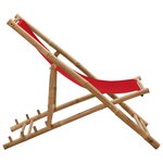 vidaXL Chaise de terrasse bambou et toile rouge