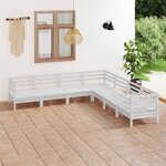 vidaXL Salon de jardin 7 Pièces Bois de pin massif Blanc